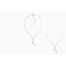 Dior Shiny-D White Cultured Pearl-CD Logo Pendant Ladies Yellow Gold Crystal Necklace