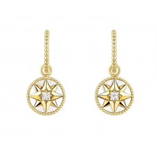 Dior Rose Des Vents MOP Pendant Paved Eight-pointed Star Ladies Diamonds Earrings Yellow Gold