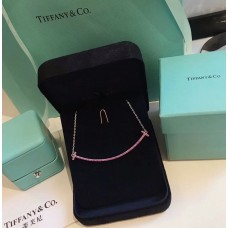 Tiffany Tiffany T Pink Swarovski Diamonds Double T Smile Pendant Large Necklace