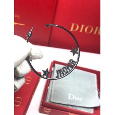 Dior JAdior Retro Black Metal Star Trimming Asymmetric Hoops Ladies Crstal Earrings