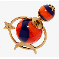 Dior Tribales Astre Lunaire Star Moon Asymmetric Brass Earrings Blue/Red/White