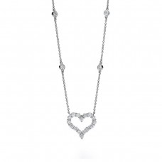 Tiffany Platinum Heart Pendant Ladies 925 Silver Diamonds Necklace Uk