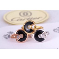 Amulette de Cartier Black Onyx Ring With Diamond in Yellow Gold White Gold and Pink Gold