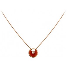 Amulette de Cartier Carnelian Diamond Necklack in Yellow Gold White Gold and Pink Gold