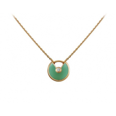 Amulette de Cartier Chrysoprase Diamond Necklack in Yellow Gold White Gold and Pink Gold