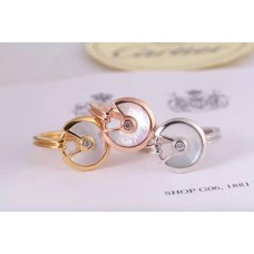 Amulette de Cartier White Mother-of-Pearl Ring With Diamond in Yellow Gold White Gold and Pink Gold