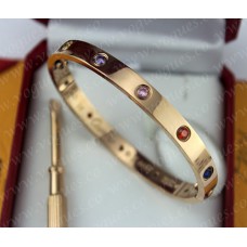 Cartier Love Bracelet Pink Gold Colorful Diamonds
