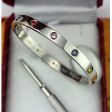 Cartier Love Bracelet White Gold Colorful Diamonds