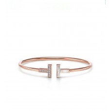 Tiffany Tiffany T1 Rose Gold Double T Asymmetric DiamondsMOP Rigent Bracelet