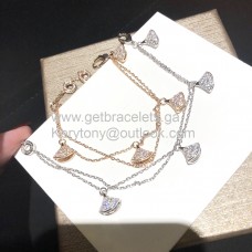 Bvlgari Divas Dream Double Chain Bracelet 4 Motifs with Full Diamonds Rose Gold And White Gold
