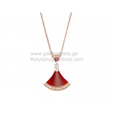 Bvlgari Divas Dream Necklace with Carnelian and Pave Diamonds Rose Gold