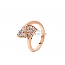 Bvlgari Divas Dream Ring with Pave Diamonds Rose Gold and White Gold