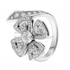 Bvlgari Fiorever White Gold Ring With 1 Big Diamond and Pave Diamonds