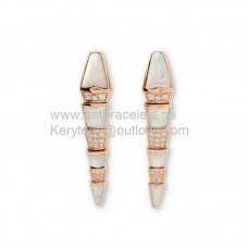 Bvlgari Serpenti Earrings With Diamonds and Mother of Pearl Rose Gold Knockoff