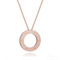 Cartier Love Necklace Set In Pink Gold With Diamonds
