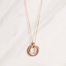 Women Jewellery Cartier Trinity Necklace White Gold/Yellow Gold with Pink Diamonds
