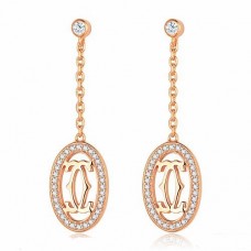 Cartier Logo Double C Earrings in 18K Pink Gold With Diamonds