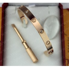 Cartier Semi-Open Love Bracelet Pink Gold 4 Diamonds