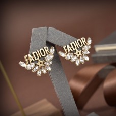 Christian Dior Dior JADIOR Brass Motif Star Detail Water Droplets Diamonds Stud Earrings