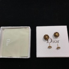 Christian Dior Tribales Flower Motif White Pearl Detail Ladies Yellow Brass Stud Earrings UK