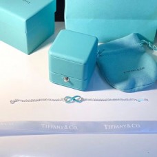 Tiffany Infinity Silver Double Chains Blue Enamel Finish Pendant Bracelet Engagement Lady Jewelrys