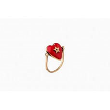 Dior Dioramour Red Heart Star Pattern Ladies Rotatable Ring Gold