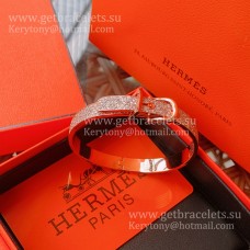 Hermes Boucle Sellier Bracelet Rose Gold with Pave Diamonds UK