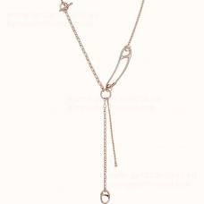 Hermes Chaine DAncre Punk Lariat Necklace Rose Gold/Silver