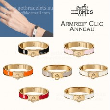 Hermes Clic Anneau Narrow Bracelet in Plain Enamel with Plated Hardware Yellow Gold/Rose Gold/White Gold Girls