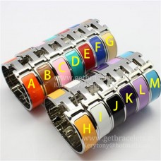 Hermes Clic Clac HH Enamel Bracelet Multi-Corlored in White Gold MM 18MM Fine Jewelry