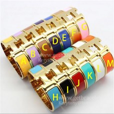 Hermes Clic Clac HH Enamel Bracelet Multi-Corlored in Yellow Gold MM 18MM Wholesale