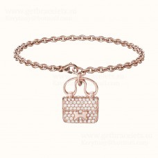Hermes Constance Amulette Bracelet Rose Gold With Diamonds Jewellery