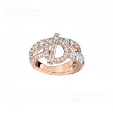 Hermes Echappee Double Ring Rose Gold/White Gold UK Sale
