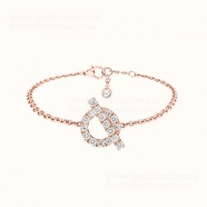 Hermes Finesse Bracelet Rose Gold with Diamonds Newest Women Jewelry