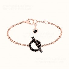 Hermes Finesse Bracelet in Rose Gold and Black Spinel Gemstones US Sale Women Jewelry