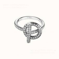 Hermes Finesse Ring with Diamonds White Gold Jewelry Valentine Gift