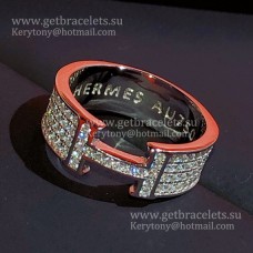 Hermes H LOGO Ring White Gold With Pave Diamonds Newest Women Jewelry