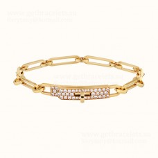 Hermes Women Kelly Chaine Bracelet With Diamonds Silver/Yellow Gold/Rose Gold Jewellery