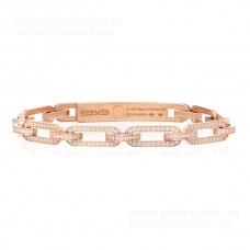Hermes Women Kelly Chaine Bracelet With Diamonds Silver/Rose Gold/Yellow Gold