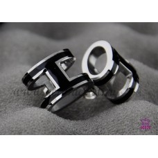 Hermes Pop H Black Earrings in White Gold