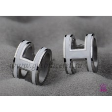 Hermes Pop H White Earrings in White Gold
