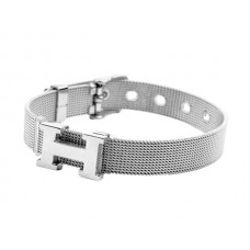 Hermes H Logo Adjustable Band Bracelet White Gold