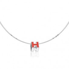 Hermes Cage dH Necklace Red in Lacquer With Gold