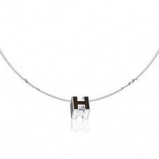 Hermes Cage dH Necklace Black in Lacquer With Gold