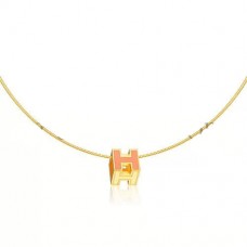 Hermes Cage dH Necklace Red in Lacquer Yellow Gold