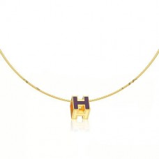 Hermes Cage dH Necklace Purple in Lacquer Yellow Gold