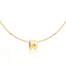 Hermes Cage dH Necklace White in Lacquer Yellow Gold
