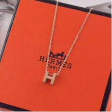 Hermes “H” Necklace Pink Gold