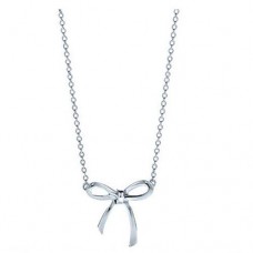 Tiffany Bow White Gold Bowknot Pendant Clavicle Charm Necklace Imitation