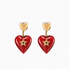 Dior Dioramour Red Heart Pendant Ladies Brass Drop Earrings Price